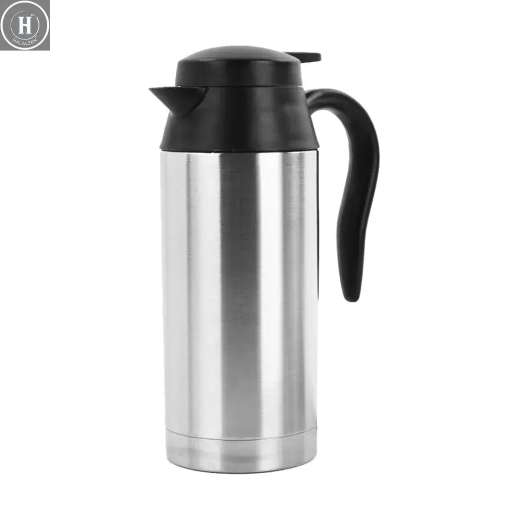 12V 24V Car Electric Heating Cup Travel Kettle Stainless Steel Camping Travel Coffee Milk Thermal Mug Warmer Cup 300/750/1200ML HALALZEN