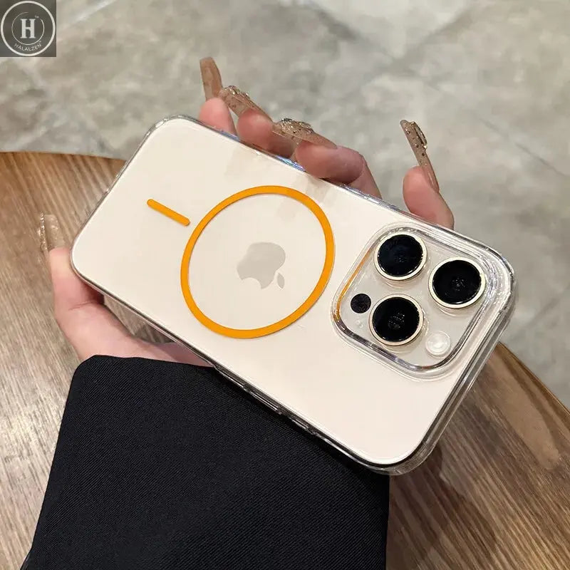 Luxury Magnetic Wireless Charge For Magsafe Case for iPhone 16 15 14 13 12 11 Pro XR XS Max 7 8 Plus Transparent Case Back Cover Halalzen UK