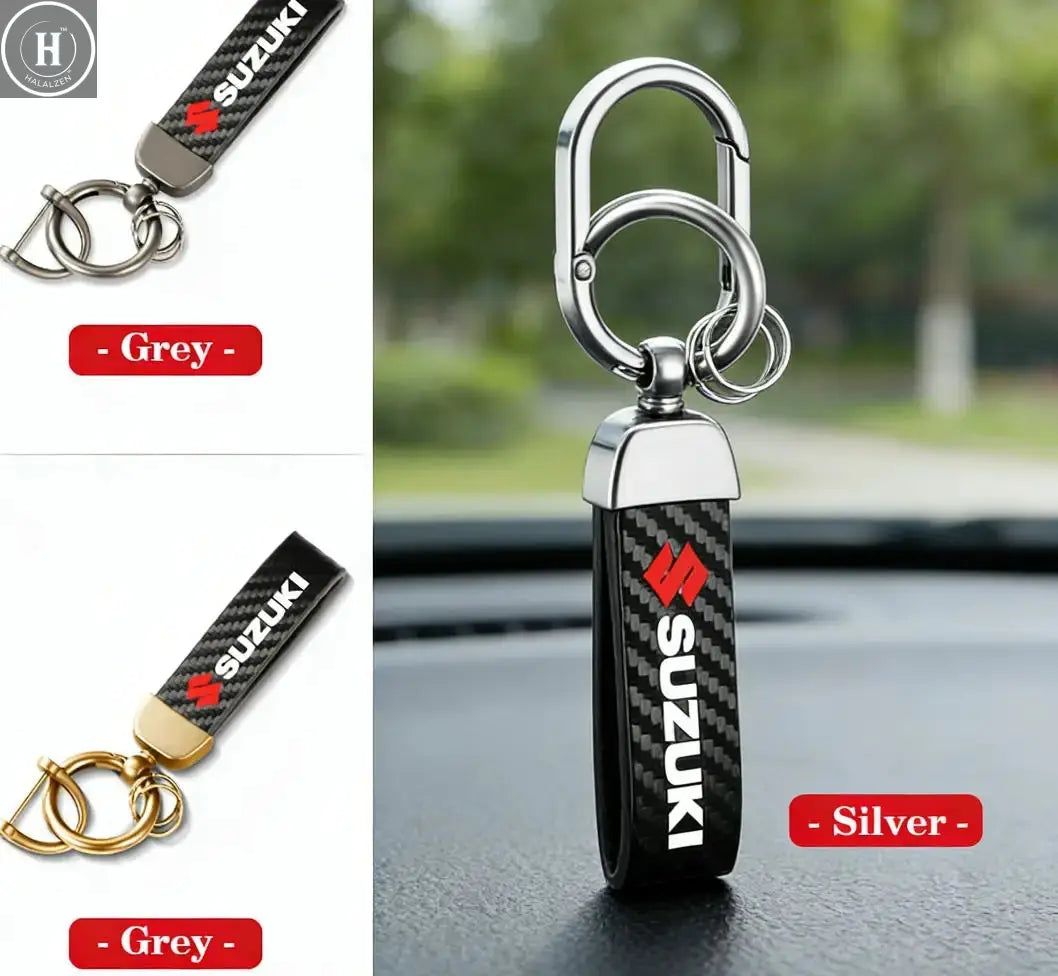 Car Carbon Fiber Style Keychain Microfiber Leather Key Chain For Suzuki Swift Jimny Ignis Alto SX4 HALALZEN