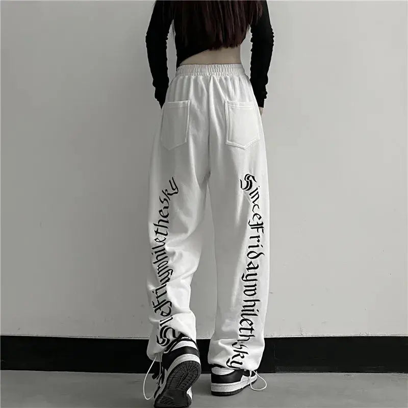 Harajuku Wide Leg Cargo Pants Women Letter Print Punk Streetwear Y2k Pantalones Mujer Korean Fashion Joggers Sweatpants Halalzen UK