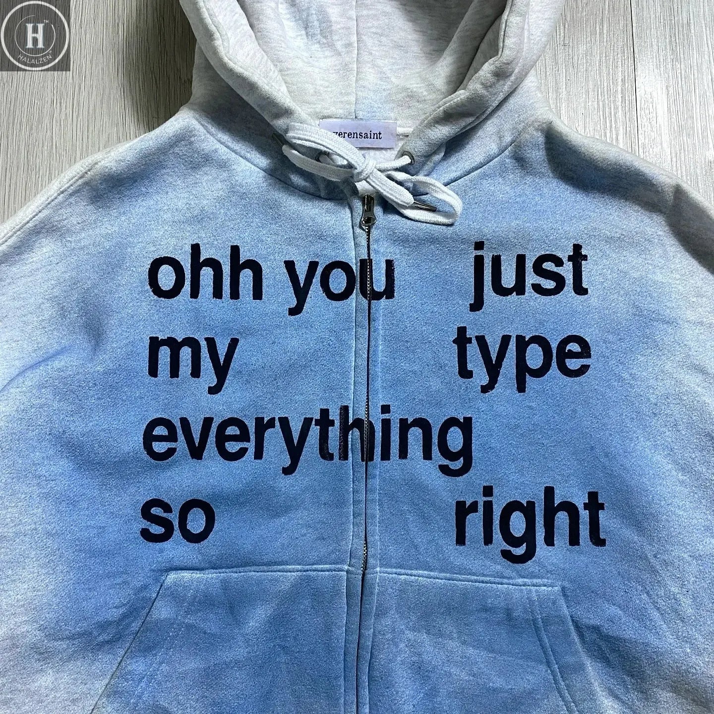 Trendy gradient tie-dye sweatshirt, personalized text print, high street style hooded cardigan, same style for men and women HALALZEN