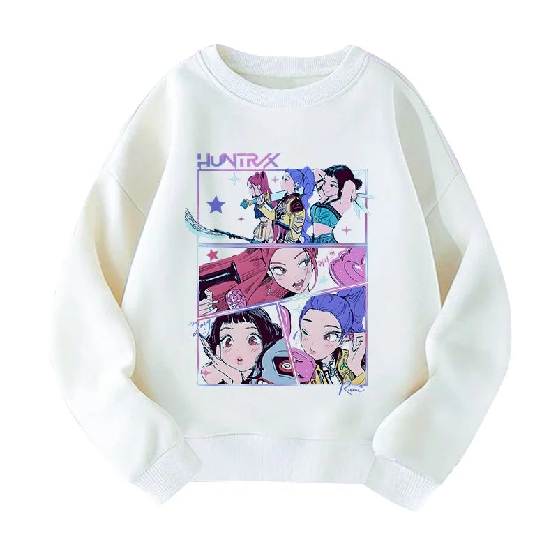 KPop Demon Hunters HUNTRIX Pirnt Hoodie Autumn Long Sleeve Tops Women's Clothing Sweatshirts