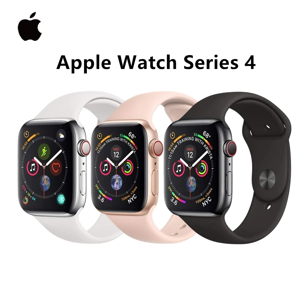 100% Original Apple Watch Series 4 Smartwatch 40MM/44MM GPS Aluminum with Sport Band (Renewed)