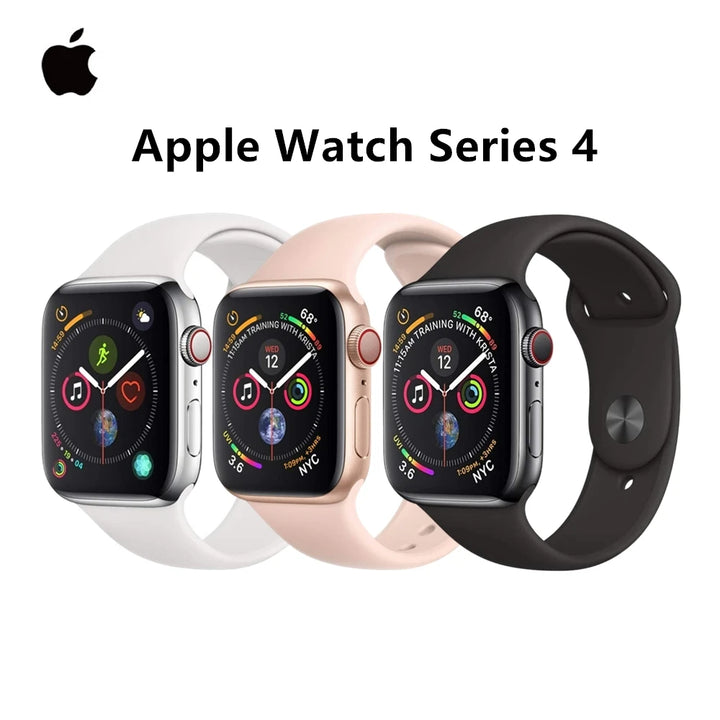 100% Original Apple Watch Series 4 Smartwatch 40MM/44MM GPS Aluminum with Sport Band (Renewed)