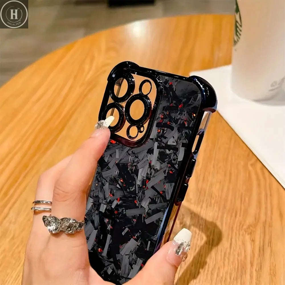 A clear and soft carbon fiber back case for iPhone 17 16 15 14 13 12 11 Pro Max Plus Halalzen UK