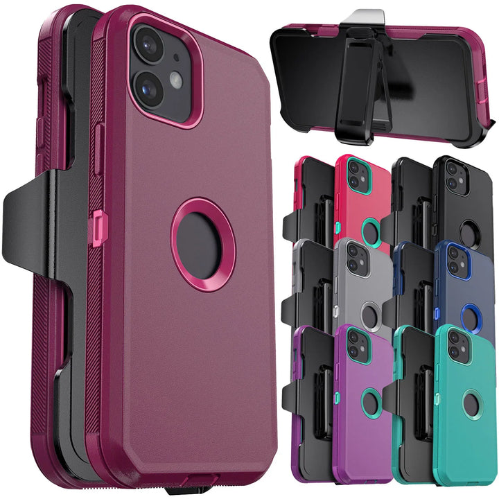 For iPhone 11/11 Pro/11 Pro Max Shockproof Phone Case Rugged Hybrid Heavy Duty Soft Protective Cover With Belt Clip