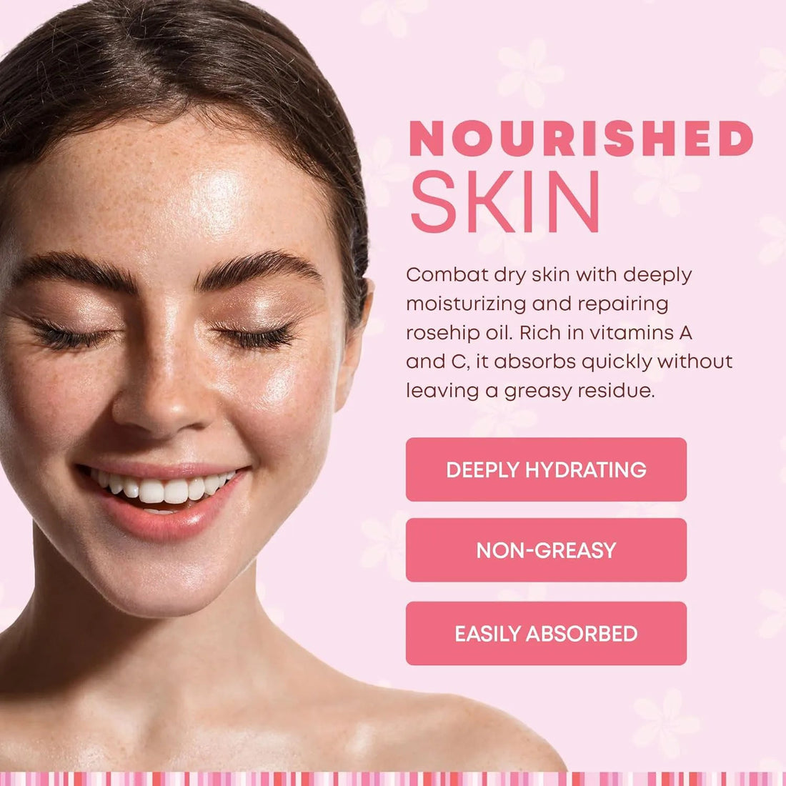 Organic Rosehip Oil Antioxidant Improve Fine Lines Wrinkles Firming Lifting Repair Moisturizer Nourish Smooth Hair Skin Care Oil HALALZEN