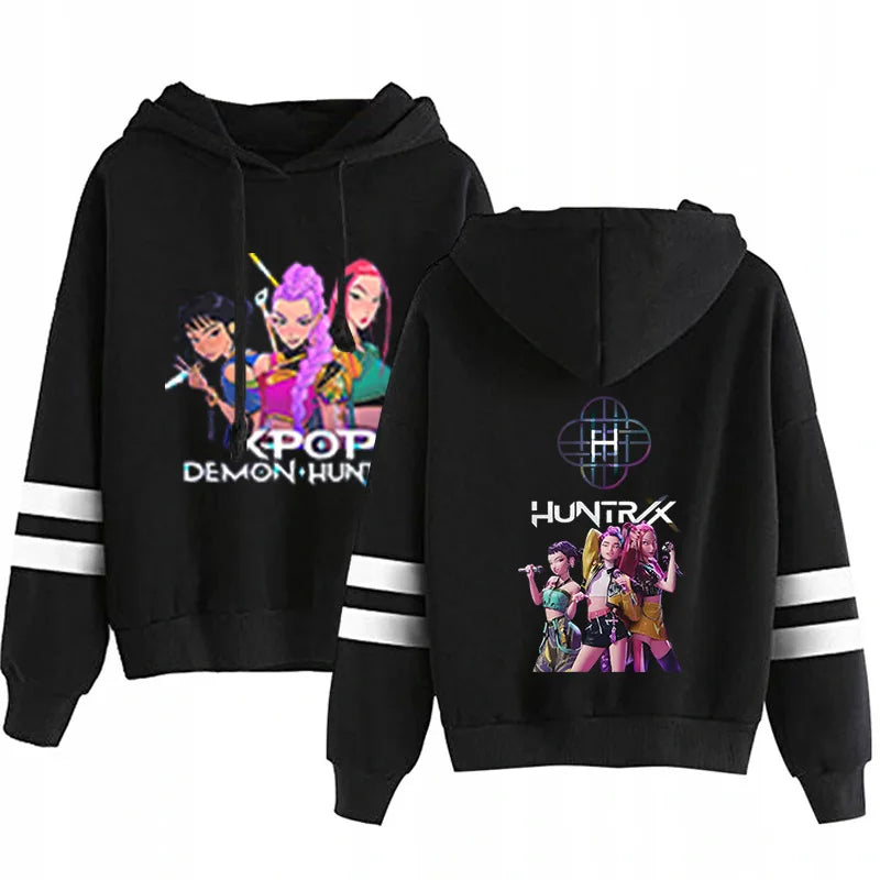 Kpop Demon Hunters Fashion Hoodie Long Sleeve Double Bar Trendy Streetwear