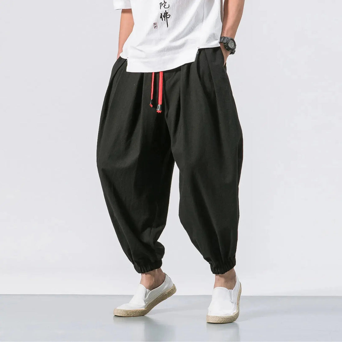 New Oversize Men Loose Harem Pants Autumn Chinese Linen Overweight Sweatpants High Quality Casual Brand Trousers Male Halalzen UK
