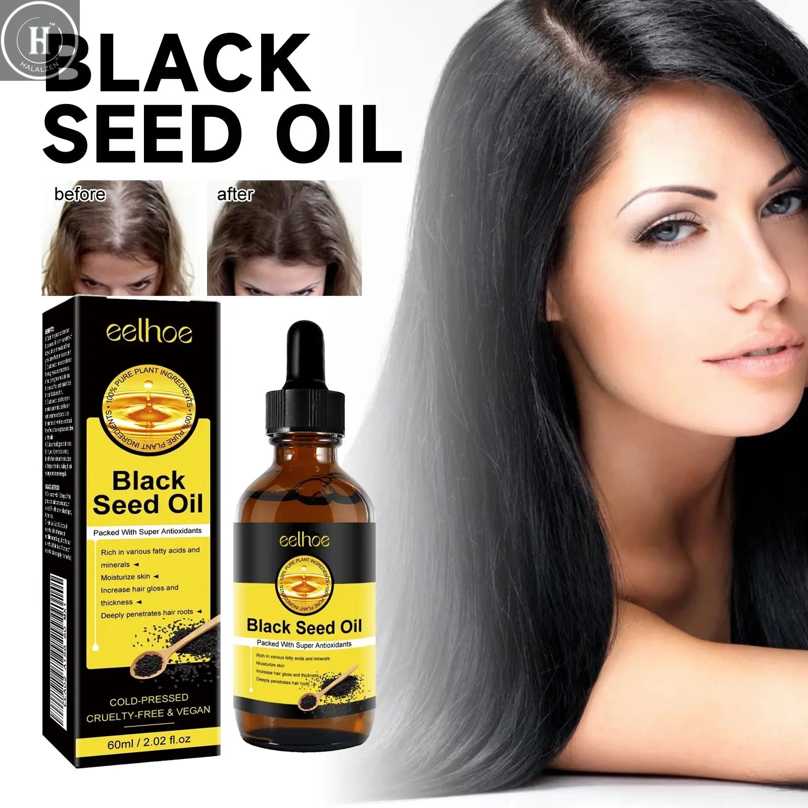 Hair growth essential oil. Effectively repair baldness and hair loss symptoms HALALZEN