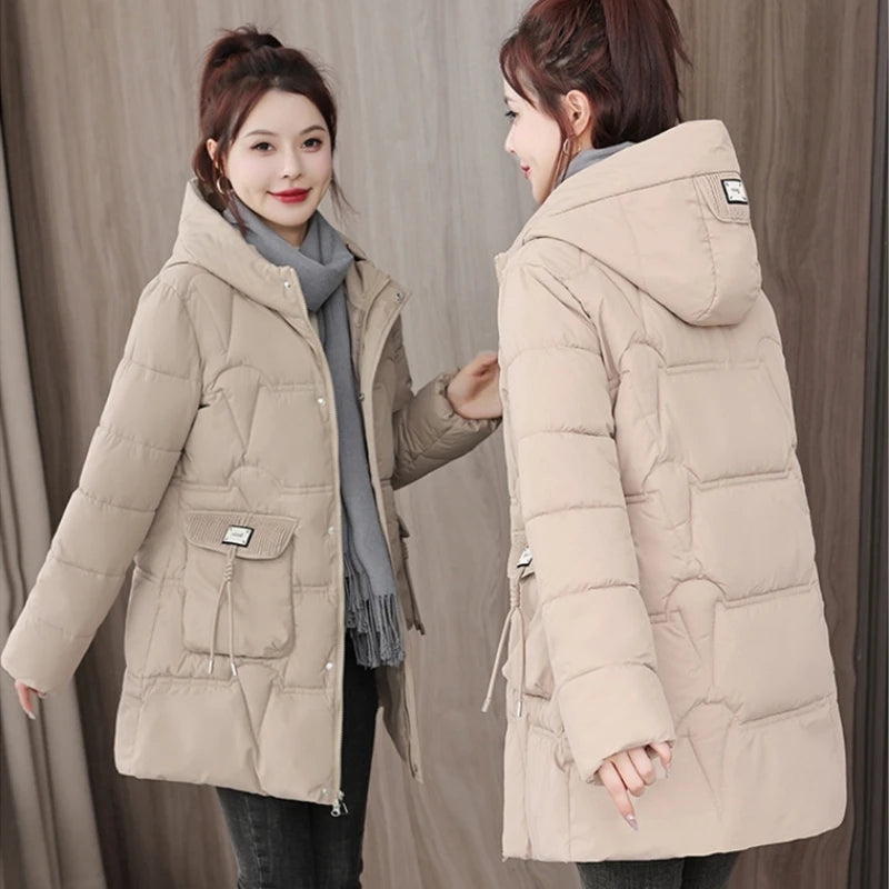 Winter Jacket Women's Parka Coat 2024 New Long Coat Down Snow Wear Outerwear Female Hooded Waterproof Cotton Padded Puffer Parka