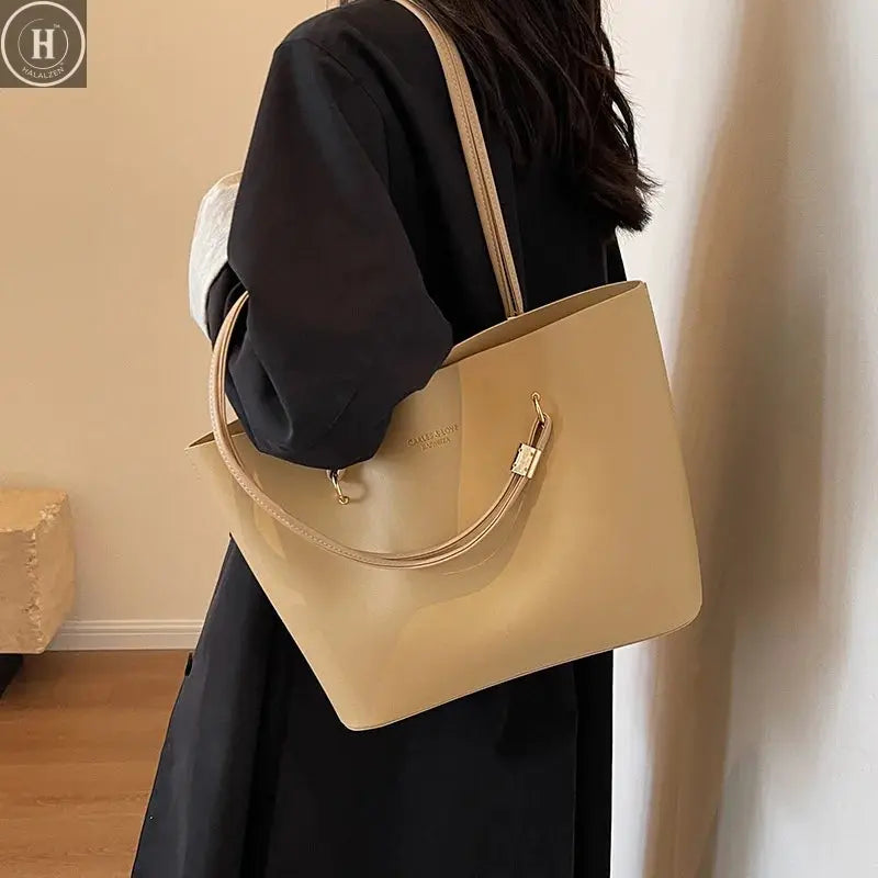 Red Fashion Shoulder Bag Large Capacity Brand Tote Bag PU Leather Luxury Designer Tote Bag Commuter Wedding Party Big Handbag HALALZEN