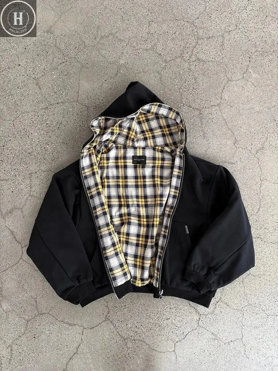 Mysterious tarot card printed hooded sweatshirt retro old splash ink Indonesian slogan trendy cardigan HALALZEN