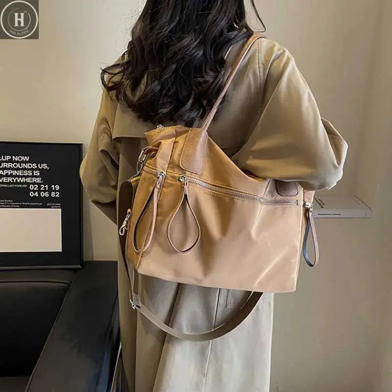 Vintage Nylon Women Shoulder Bag Large Capacity Waterproof Shoulder Bag Daily Commuting Handbag Travel Totes Bags Female Purses HALALZEN