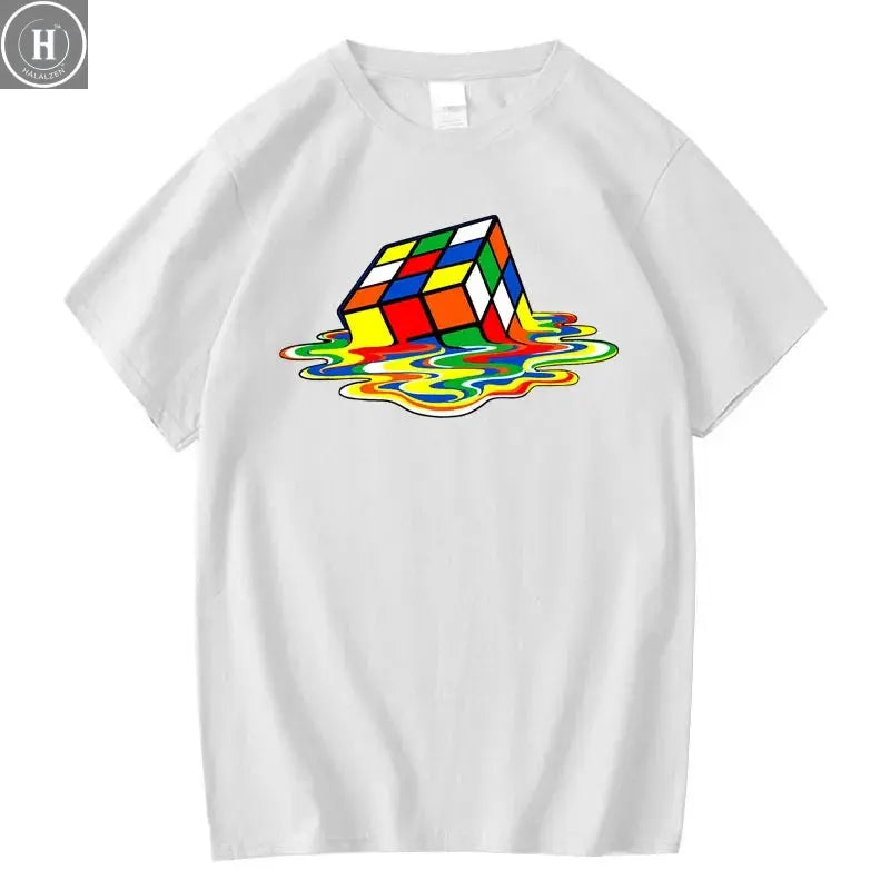 Summer Men's T-shirt High Quality 100% Cotton Magic Square Printing O-neck For Men Tees Casual Cool Hip Hop Short Sleeved Tops HALALZEN