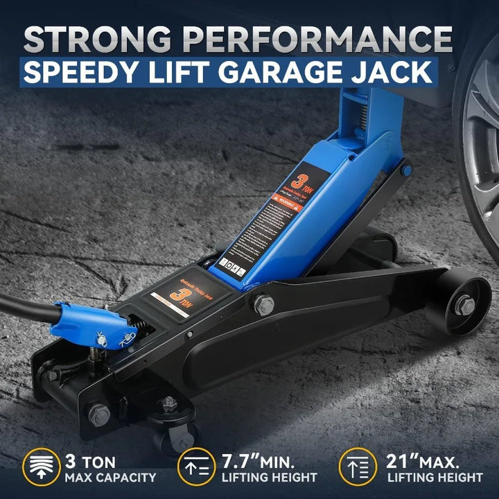 3 Ton Floor Jack Heavy Duty Steel Hydraulic Car Jack with Single Piston Quick Lift Pump for Automotive Repair and Maintenance L