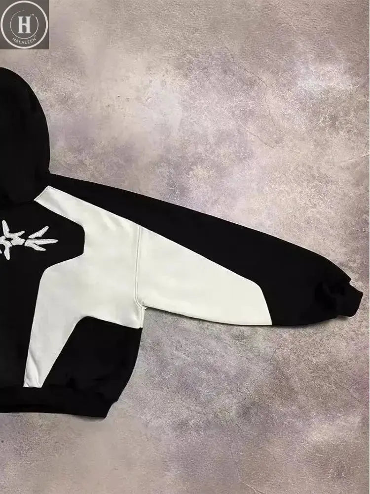 2025 Pullovers Embroidery Stitching Harajuku 3D Printing Goth Men's and Women's Loose Sweatshirts Hoodies Europe and America Y2k HALALZEN