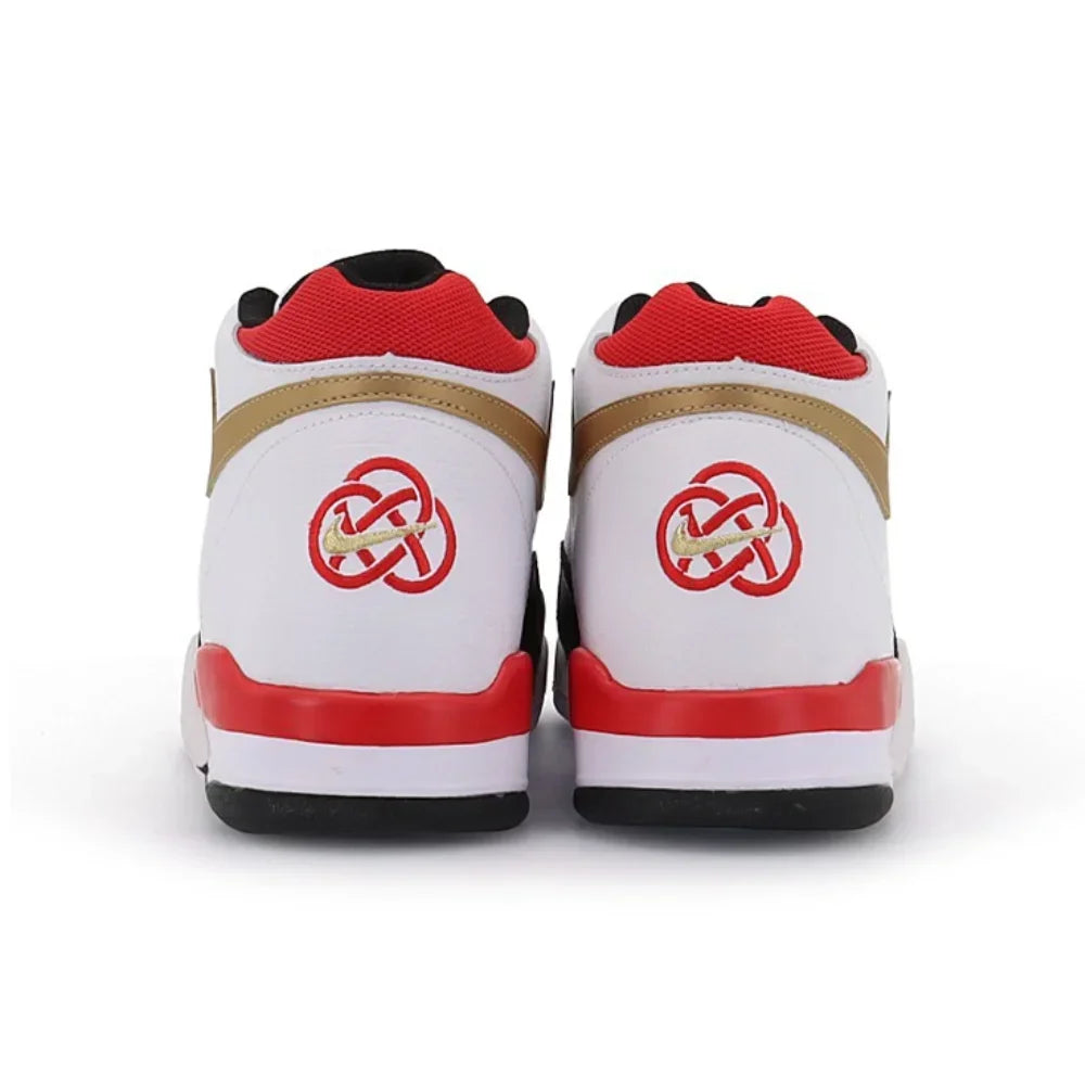 NIKE Original Flight Legacy comfortable and versatile men's mid-top retro basketball shoes red and white