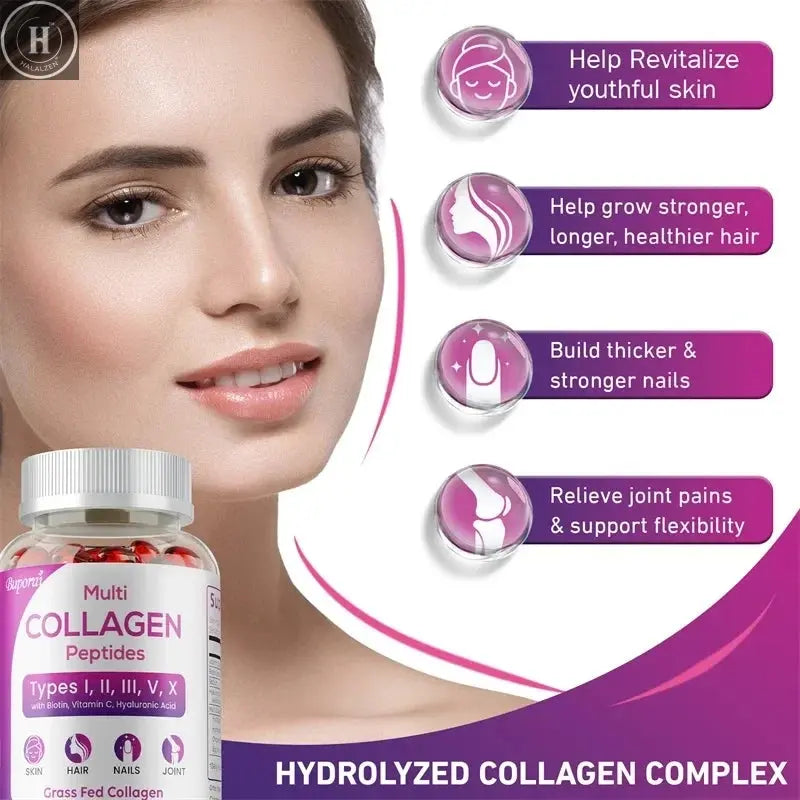 Collagen Peptides - Nourishes The Skin, Slows Down Aging, Promotes Healthy Hair, Strong Nails, and Improves Intestinal Digestion HALALZEN