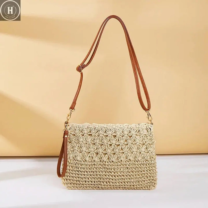 Straw Crossbody Bags for Women Summer Woven Shoulder Bag Purse Raffia Beach Wristlet Crochet Handbag Purse for Women HALALZEN