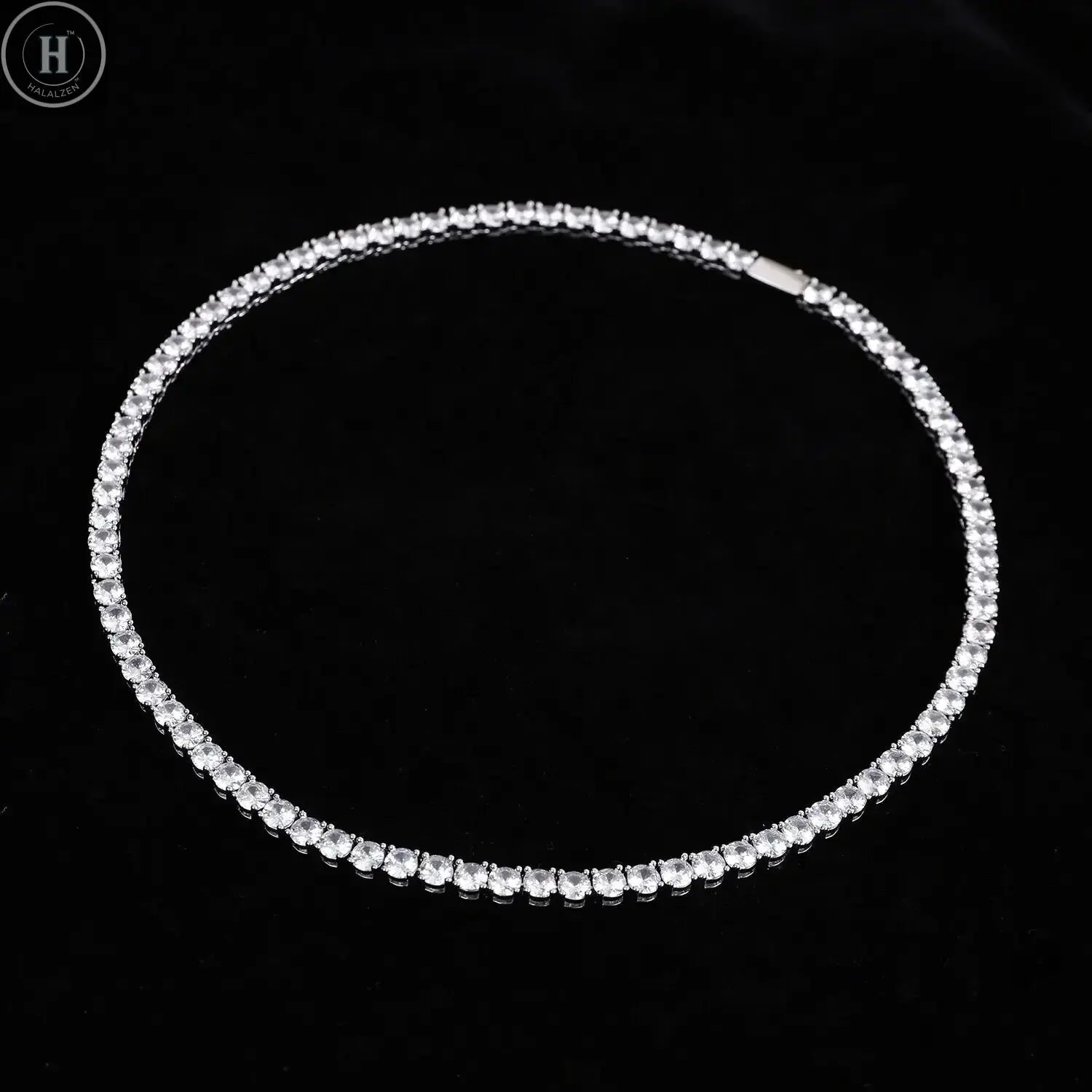 925 Sterling Silver Necklace Zircon Chain Necklace Women Fashion Simple Engagement Wedding Charm Jewelry 4mm 45cm HALALZEN