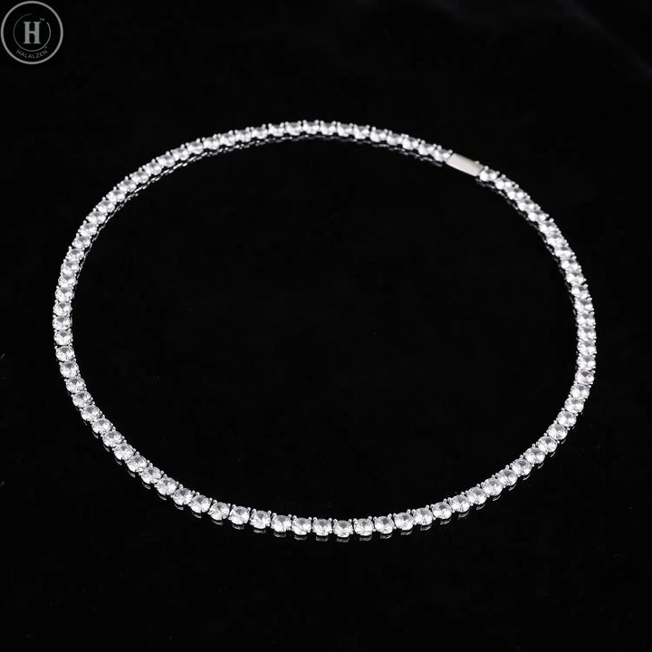 925 Sterling Silver Necklace Zircon Chain Necklace Women Fashion Simple Engagement Wedding Charm Jewelry 4mm 45cm HALALZEN