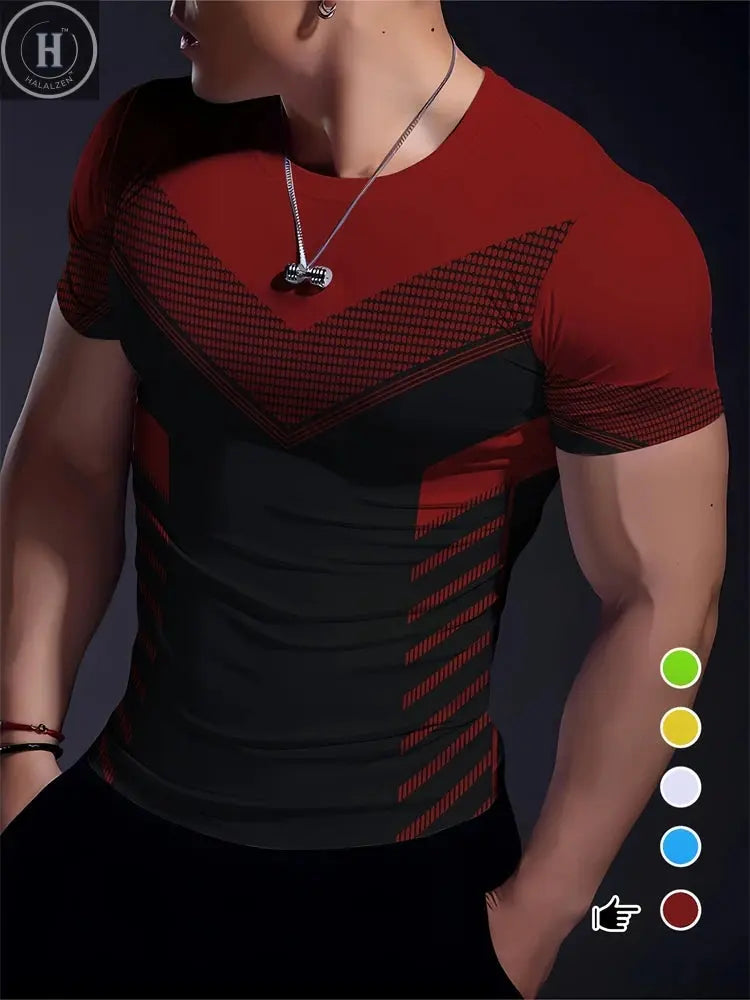 Skull Print Men's T-Shirt Summer Casual Wear for Men Sports Fitness Short-Sleeve T-Shirt for Men Streetwear Fashion Top for Men HALALZEN