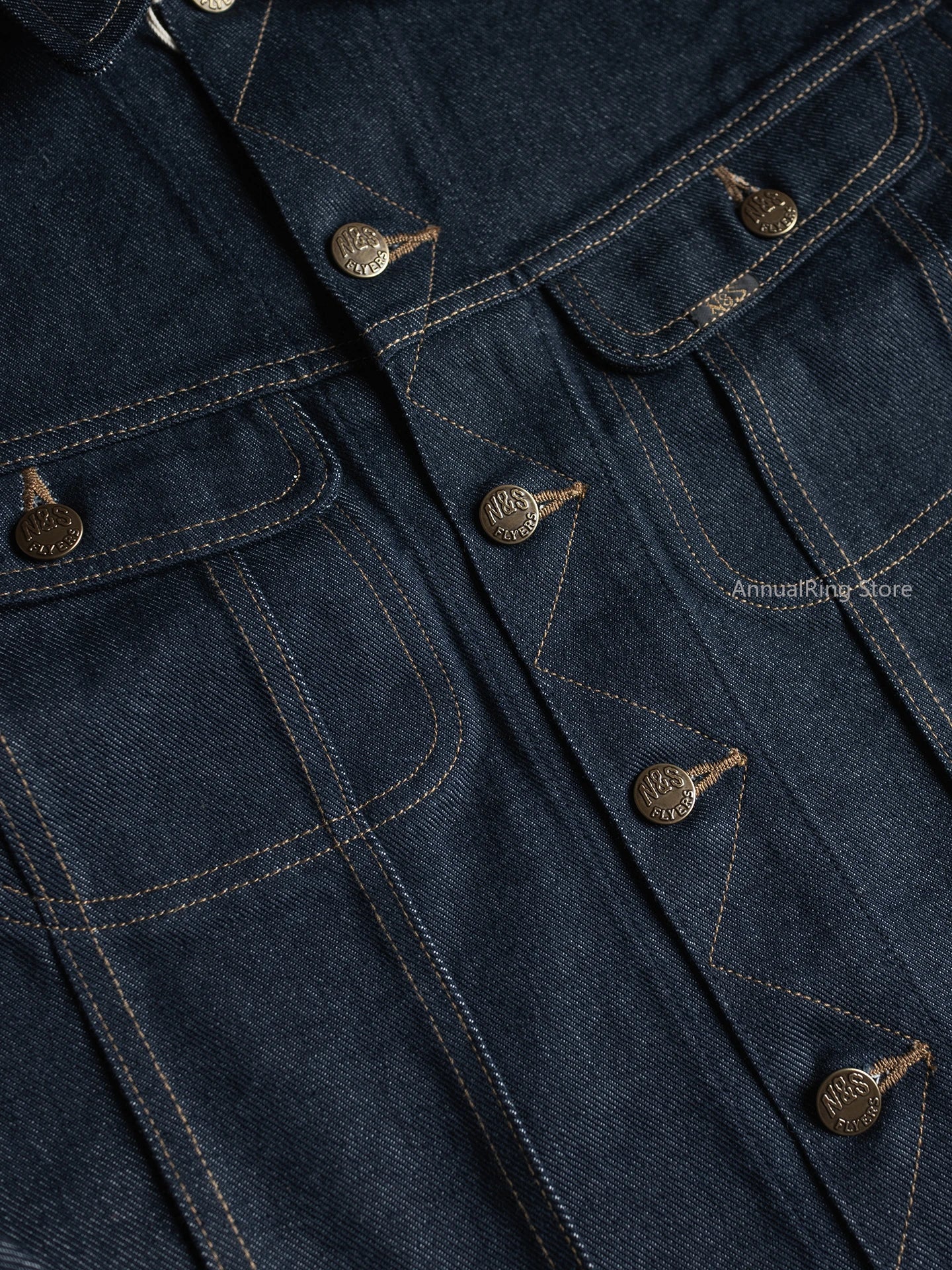 NON STOCK FLYERS Primary Color Left Oblique Anti-shrink Denim 101J Short Denim Jacket Retro Knight Jacket