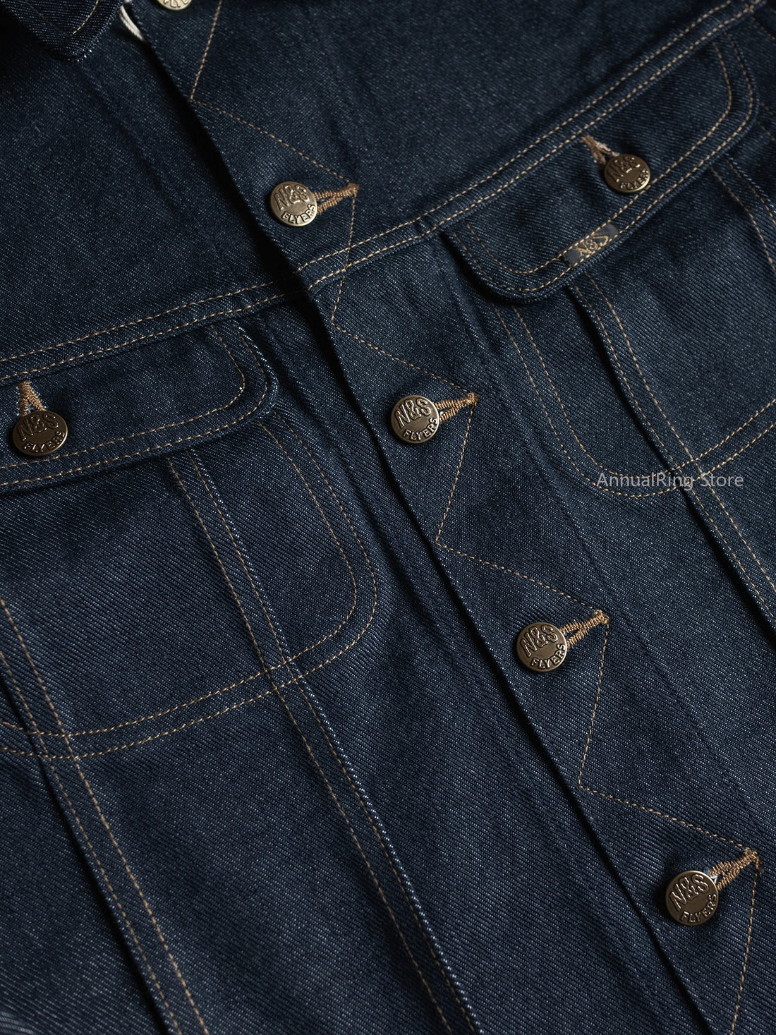 NON STOCK FLYERS Primary Color Left Oblique Anti-shrink Denim 101J Short Denim Jacket Retro Knight Jacket