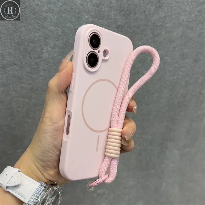 Luxury Candy Liquid Silicone Magsafe Case for iPhone 17 16 15 14 13 12 Pro Max Soft Shockproof Magnetic Lanyard Strap Cover Halalzen UK