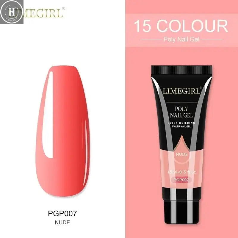 15ml Poly Extension Nail Gel For Nail Art Manicure Design 24Colors UV Varnishes Semi Permanent Builder Nail Gel Polish HALALZEN