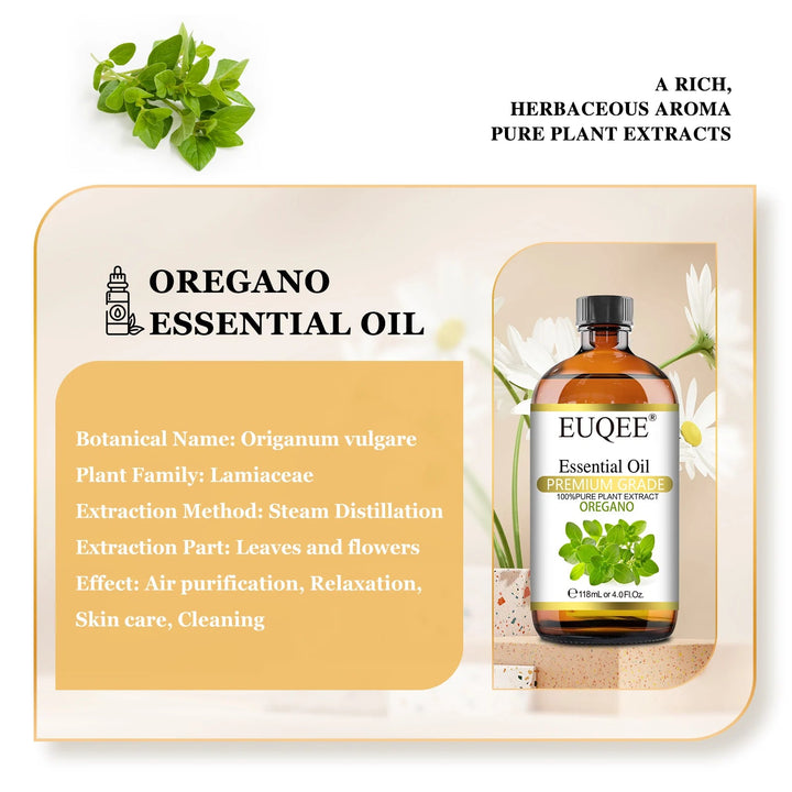EUQEE 118ML Oregano Jasmine Lavender Essential Oil For Humidifier Diffuser Eucalyptus Aroma Oils For DIY Soap Candle HALALZEN