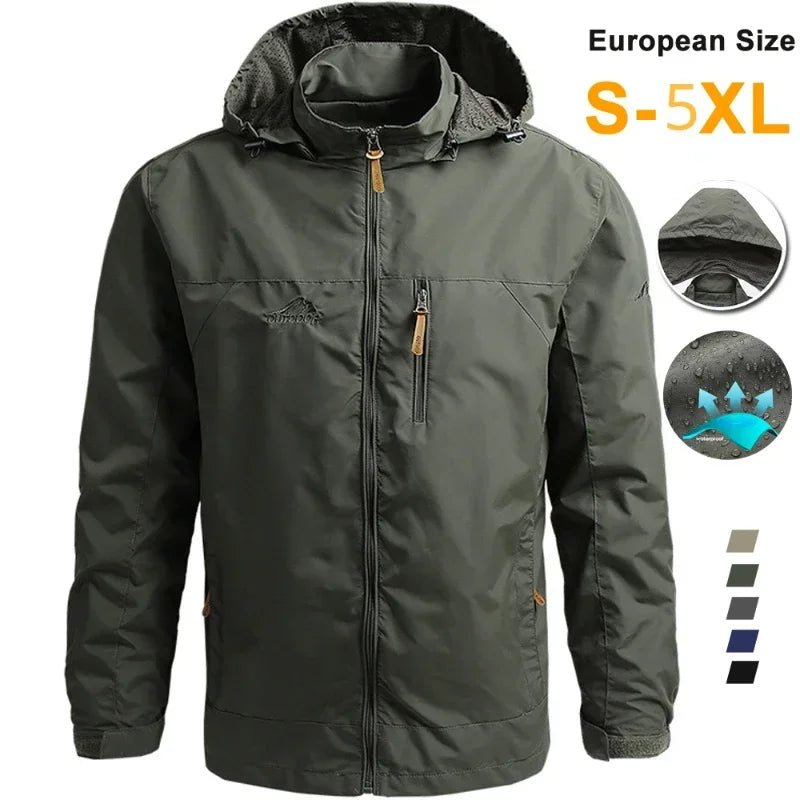 Outdoor Sports Men's Jacket Versatile Loose And Comfortable Top Waterproof And Windproof Work Jacket Hooded Assault Jacket