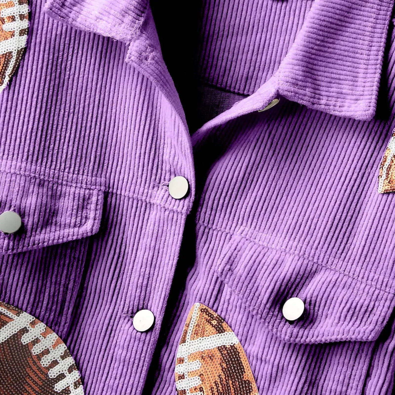 Womens Fall Winter Corduroy Football Sequin Jacket Slim Fit Baseball Casual Jacket Danger Days Button Up Shirts Outwears куртка