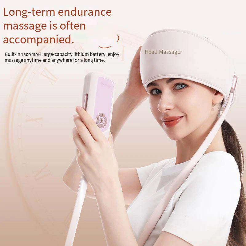 USB 6-zone airbag head massager with 3 levels of force and 5 modes of comfort massager