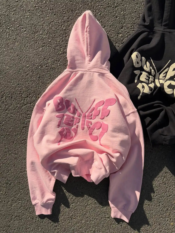 Sweet Pink Letter Patch Korean Street Comfortable Commute Hooded Jackets 90s Necessary Casual Sports Oversizeds Simple Hoodies