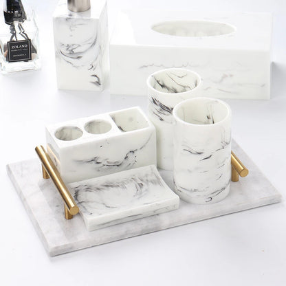 Marble Pattern Resin Toothbrush Rack