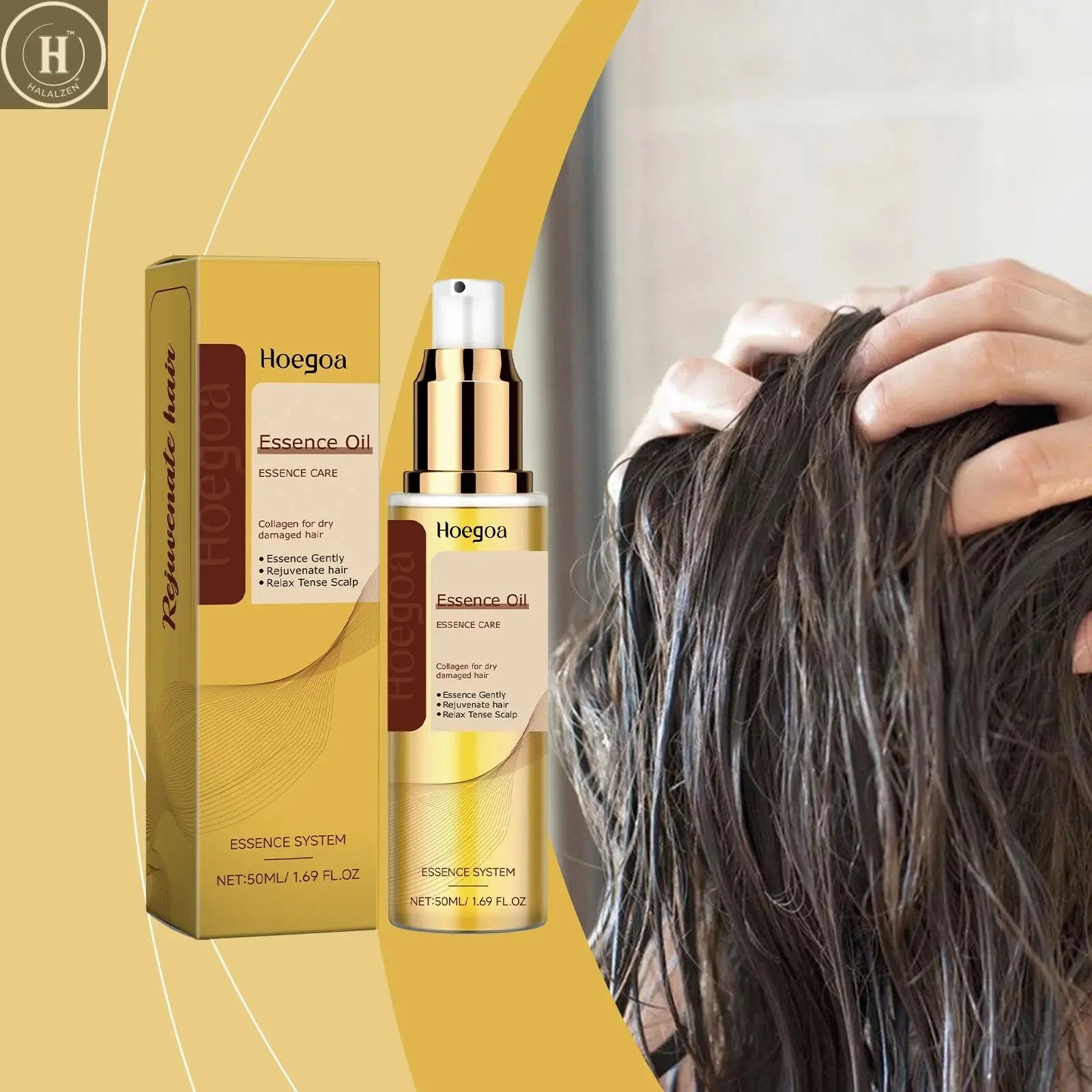 Pure Argan Oil Hair Essential Oil Preventing Hair Loss Nourishing Smoothing Dry Frizzy Multi-functional Argan Hair Care Product HALALZEN
