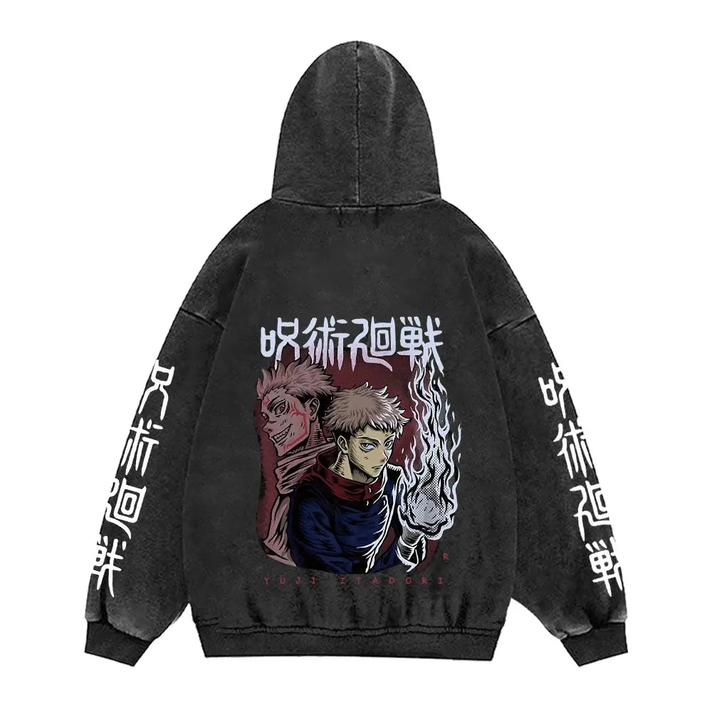 Jujutsu Kaisen Anime Hoodies Men Women 100%Cotton Toji Gothic Manga Sweatshirts Vintage Casual Pullover Fashion Streetwear Daily Halalzen UK