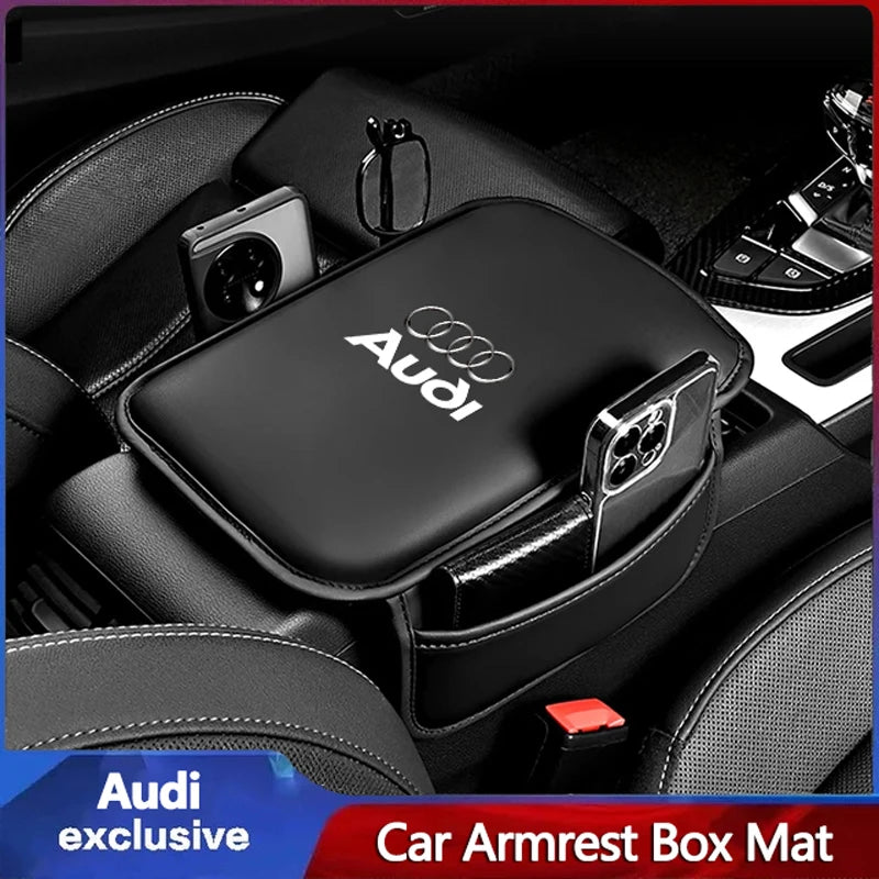 Car Armrest Box Pad Leather Auto Armrest Mat Car Accessories For Audi A1 A2 A3 A4 A5 A6 A7 A8 Q1 Q2 Q3 Q4 Q5 Q6 Q7 Q8 TT RS3 RS7