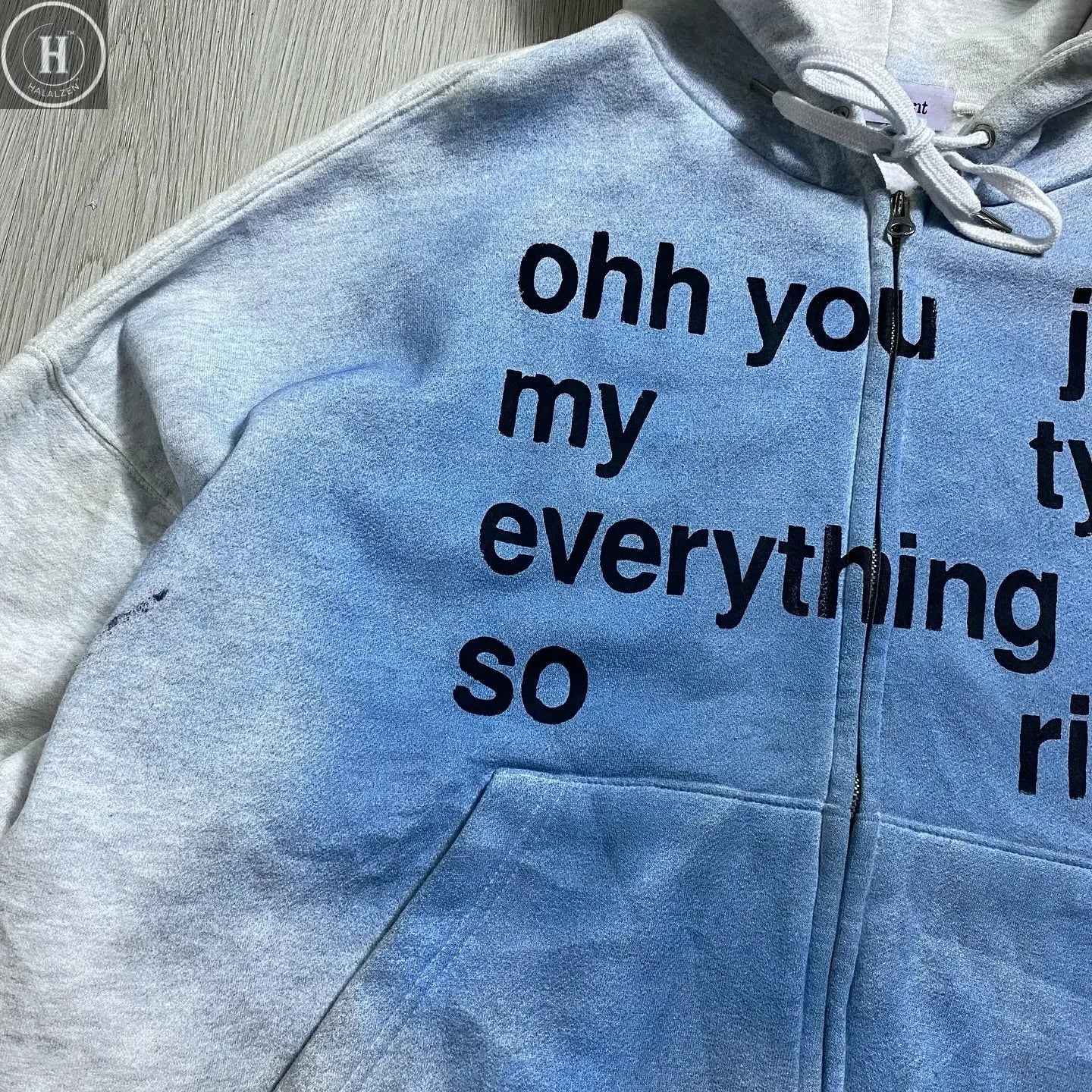 Trendy gradient tie-dye sweatshirt, personalized text print, high street style hooded cardigan, same style for men and women HALALZEN