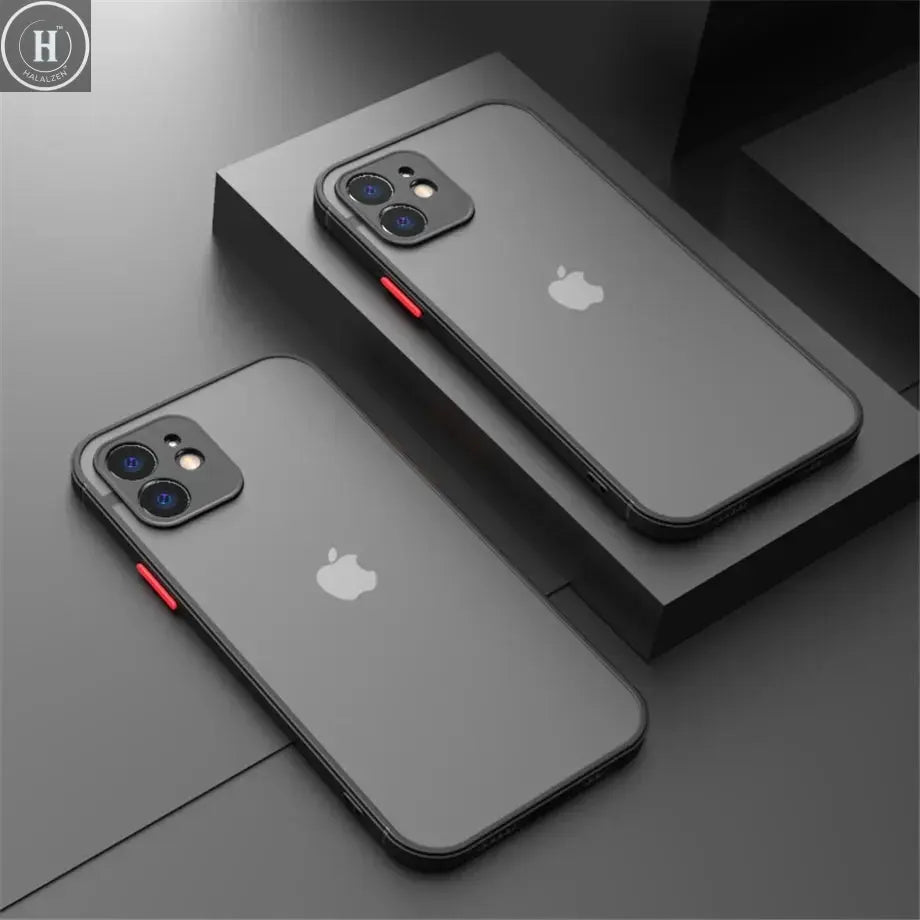 Shockproof Armor Matte Case For iPhone 11 12 13 14 15 16 Pro X XR XS Max 7 8Plus Luxury Silicone Bumper Clear Hard PC Cover Capa Halalzen UK