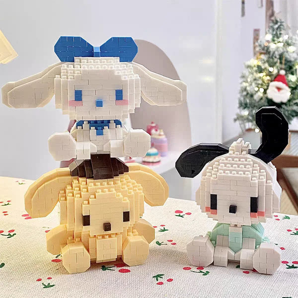 KEEPPLEY Sanrio Anime Hello Kitty My Melody Cinnamoroll Pompompurin Kuromi Building Blocks Girl Kid Holiday Christmas Gift