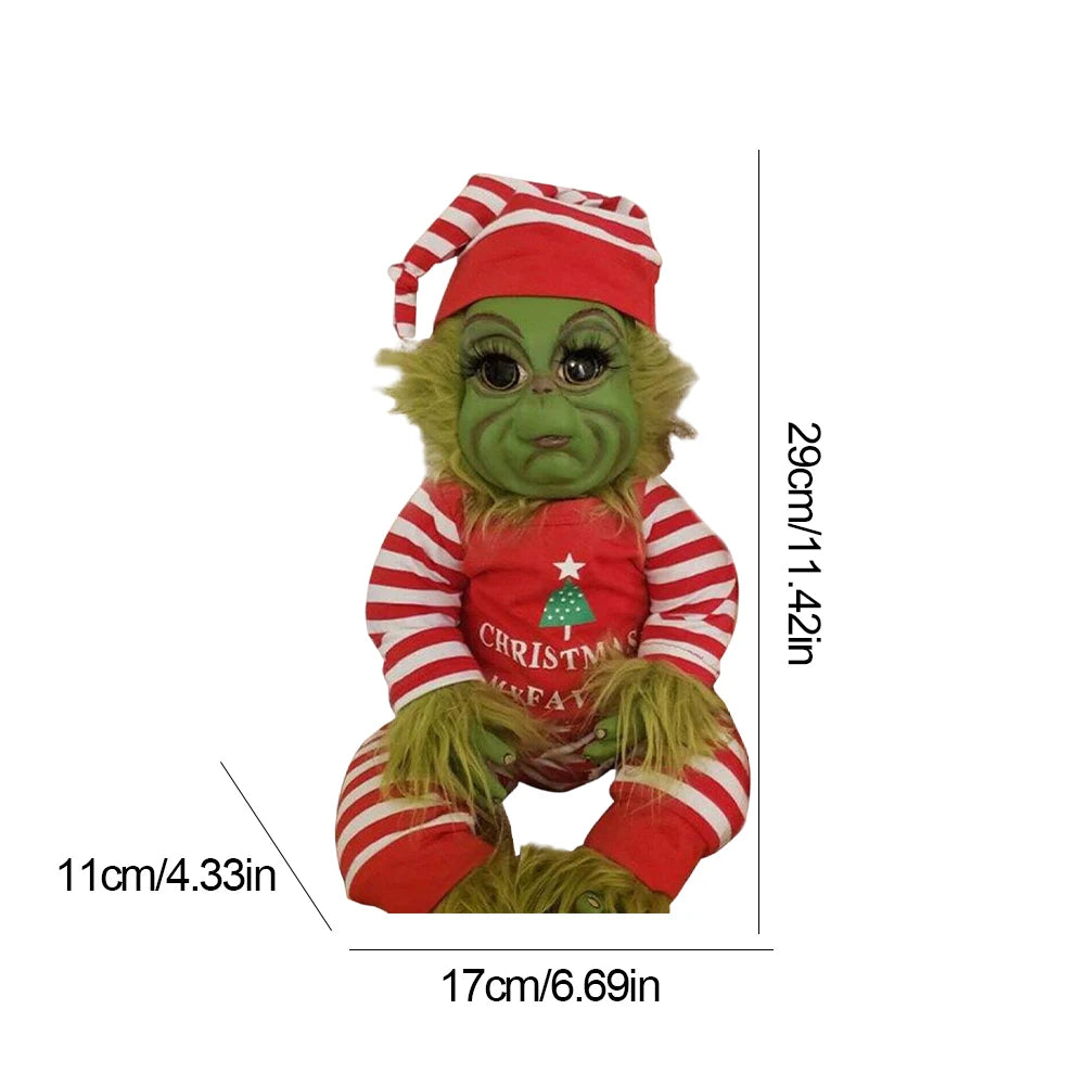 Stuffed Plush Toys Silicone Green Monster Doll Soft Christmas Decorations Plush Toy Green Hair Monster Plush Toy Xmas Kids Gifts