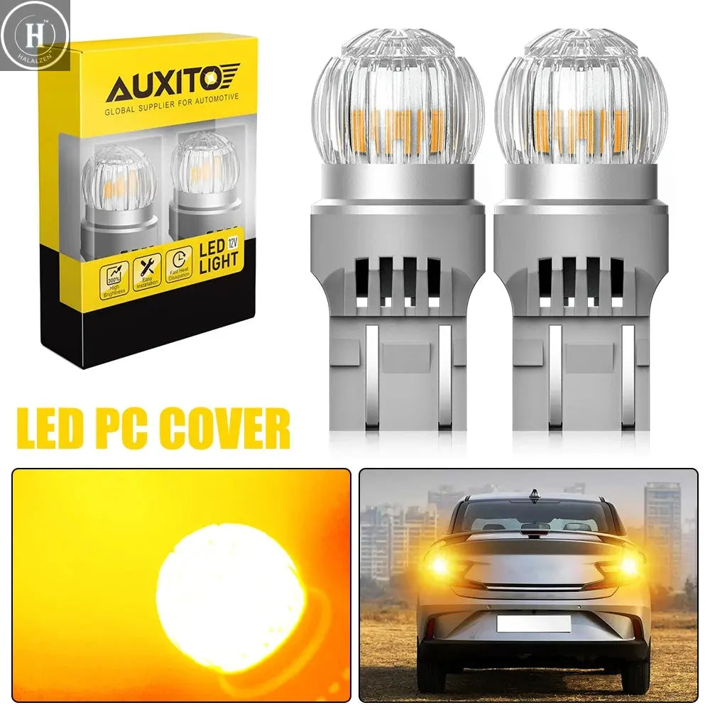 2x AUXITO T20 7443 7440 W21W W21/5W LED Bulb DRL Parking Reverse Lamp Stop Brake Signal Light White/Red/Yellow 12V 360° Lighting HALALZEN