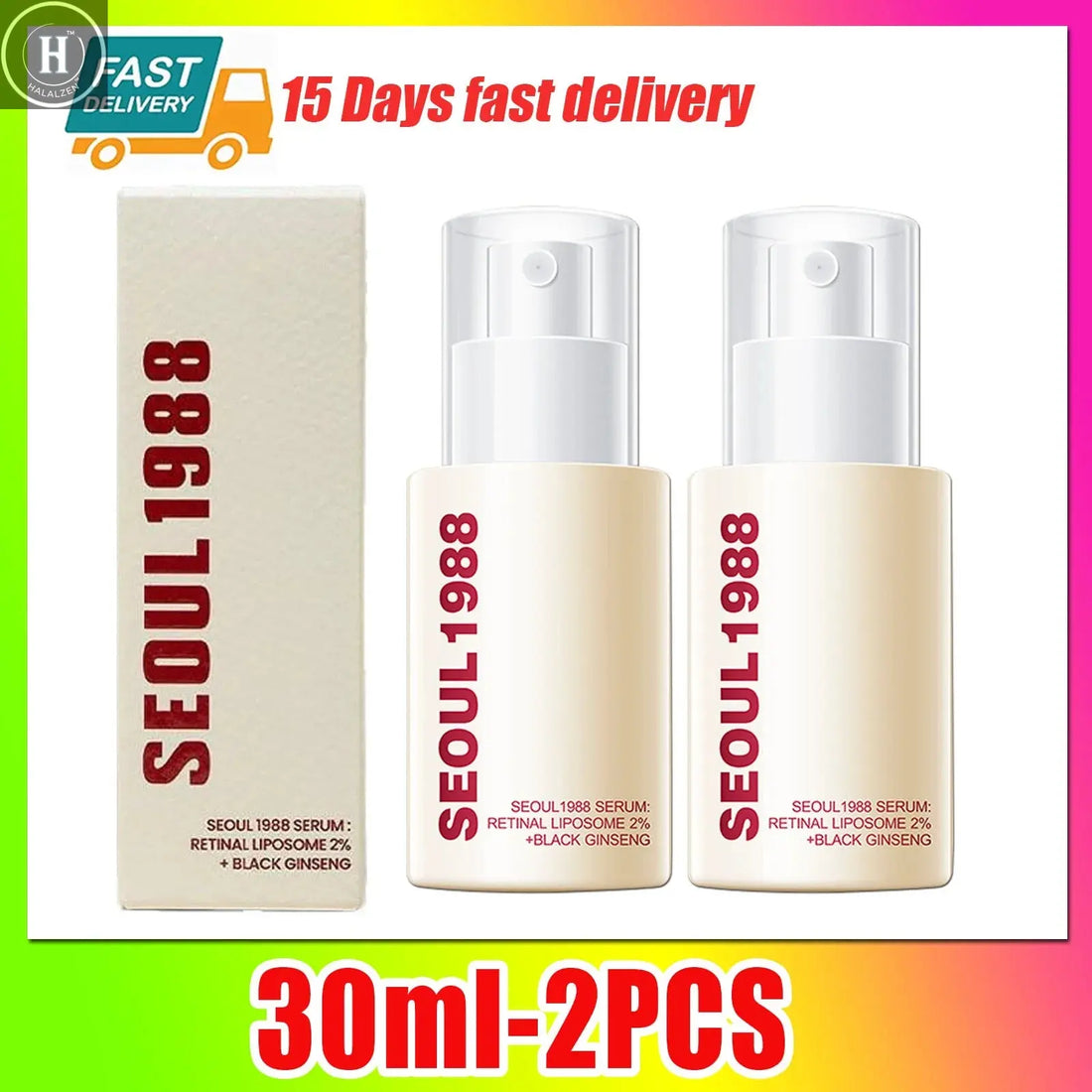 1/2/3PCS Korean SEOUL 1988 Retinol Face Serum Fade Fine Wrinkle Moisturizing Whitening Remove Spot Shrink Pores Beauty Skin Care HALALZEN