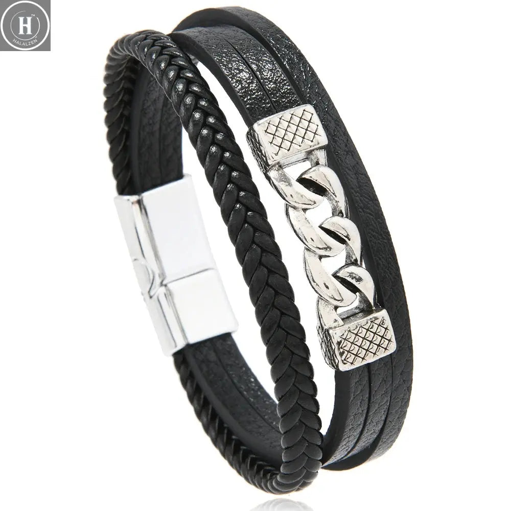 Hip-hop rock jewelry bracelets bangles fashion guitar PU leather bracelet for men HALALZEN