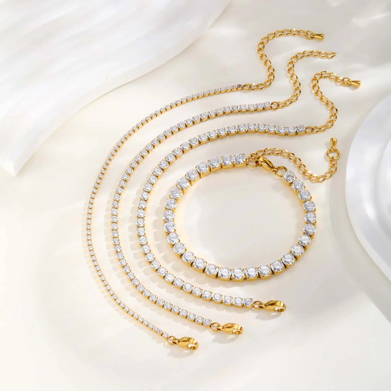 2/3/4/5MM Luxury Zircon Tennis Chain Bracelet for Women, Stainless Steel Bracelet Zircon Chain Bracelets, Dainty Jewelry Gift