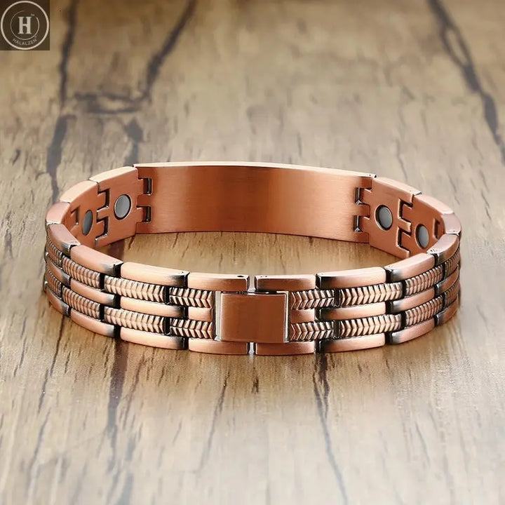 Mens Copper Health Healing Therapy Wristband Bracelet 8.3inch For Arthritis Free Adjustable Tool HALALZEN