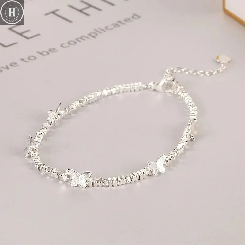 VENTFILLE 925 Sterling Silver Butterfly Bracelet for Girl Bead String Design Insect Fashion Versatile Jewelry Gift Dropshipping HALALZEN